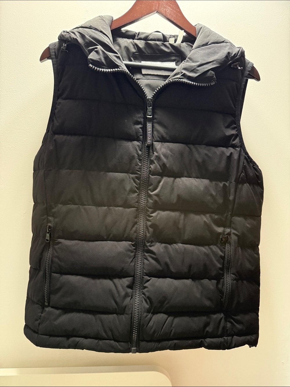 Calvin Klein Black Quilted Puffer Vest with Hood